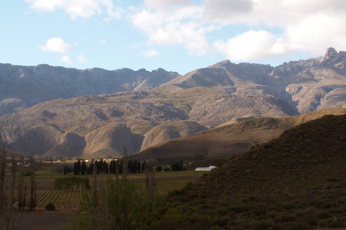 Rolling hills of Ladismith, Kleine Karoo, South Africa. The setting of Sally Andrew's book "Recipes for Love and Murder"