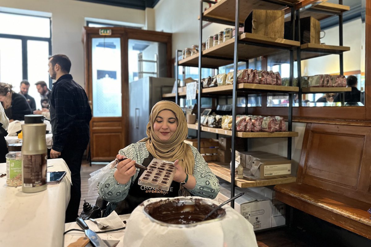 Tanzila Khan enjoys a chocolate making workshop in Belgium