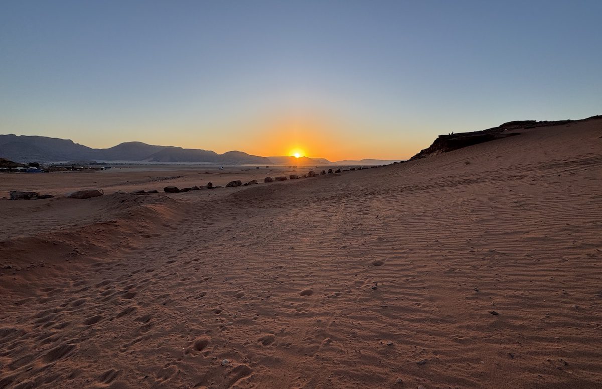 Sunrise over the Wadi Rum desert