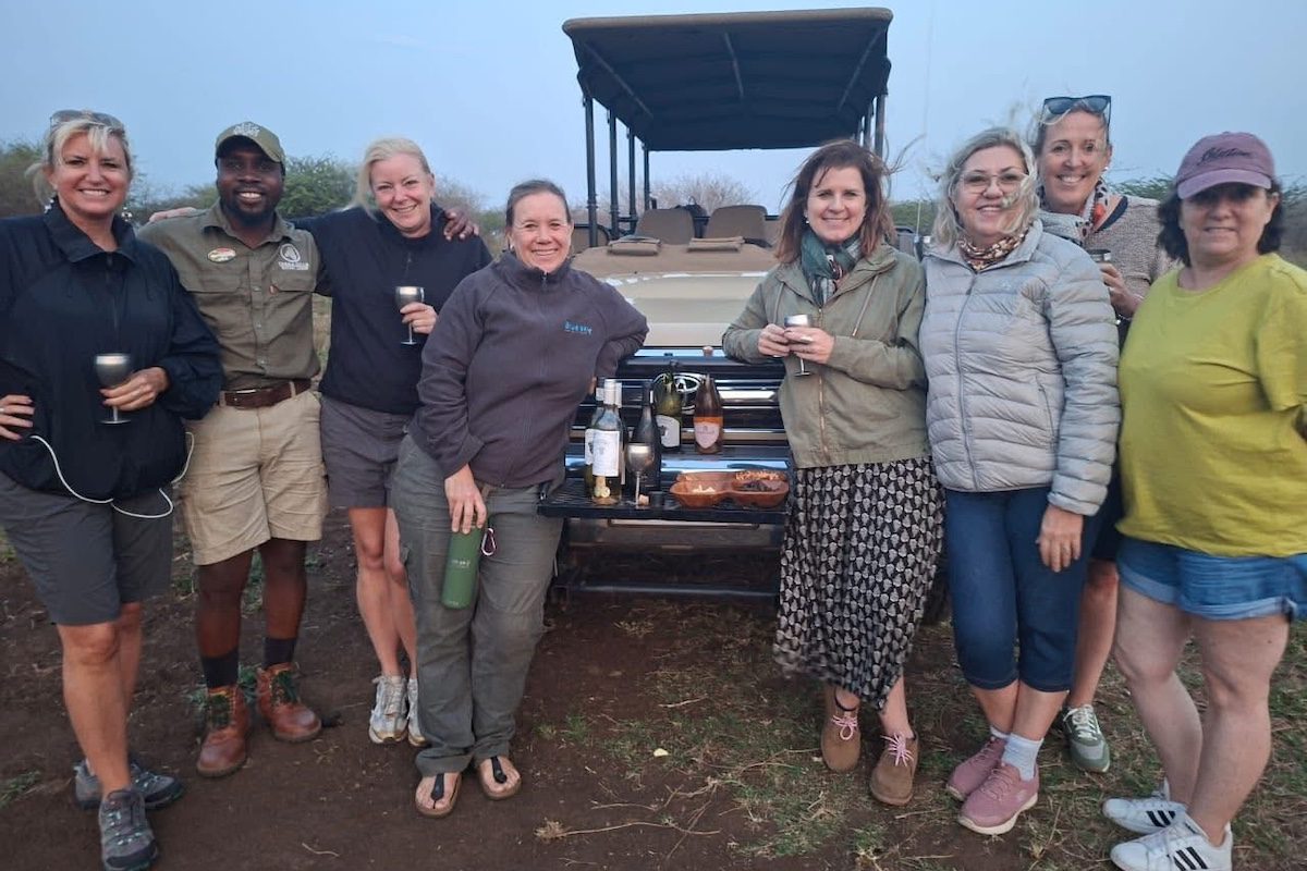 A group of woman on a South African safari with Blue Sky Society Trust